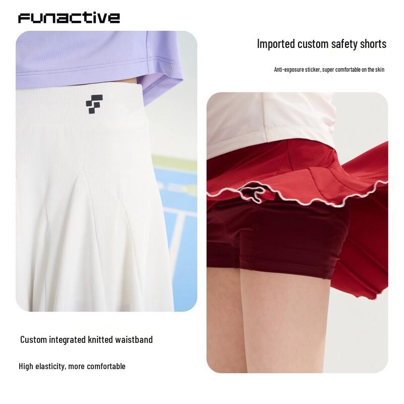 FUN ACTIVE Girls' Petal Hem Quick-Dry Pleated Tennis Skirt