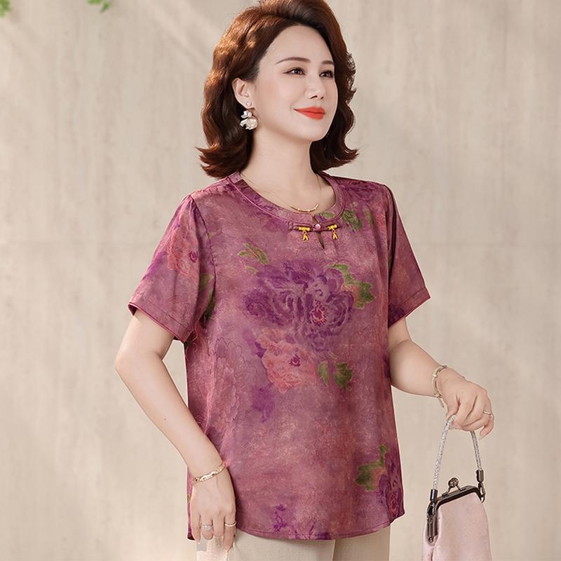 Datang Furen New Chinese Style Floral Print Short Sleeve Summer Set 4XL