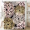 Rideau de douche floral doré Décor de salle de bain Motif de fleurs rose noir blanc Ensemble de tapis de bain imperméable Décoration de maison