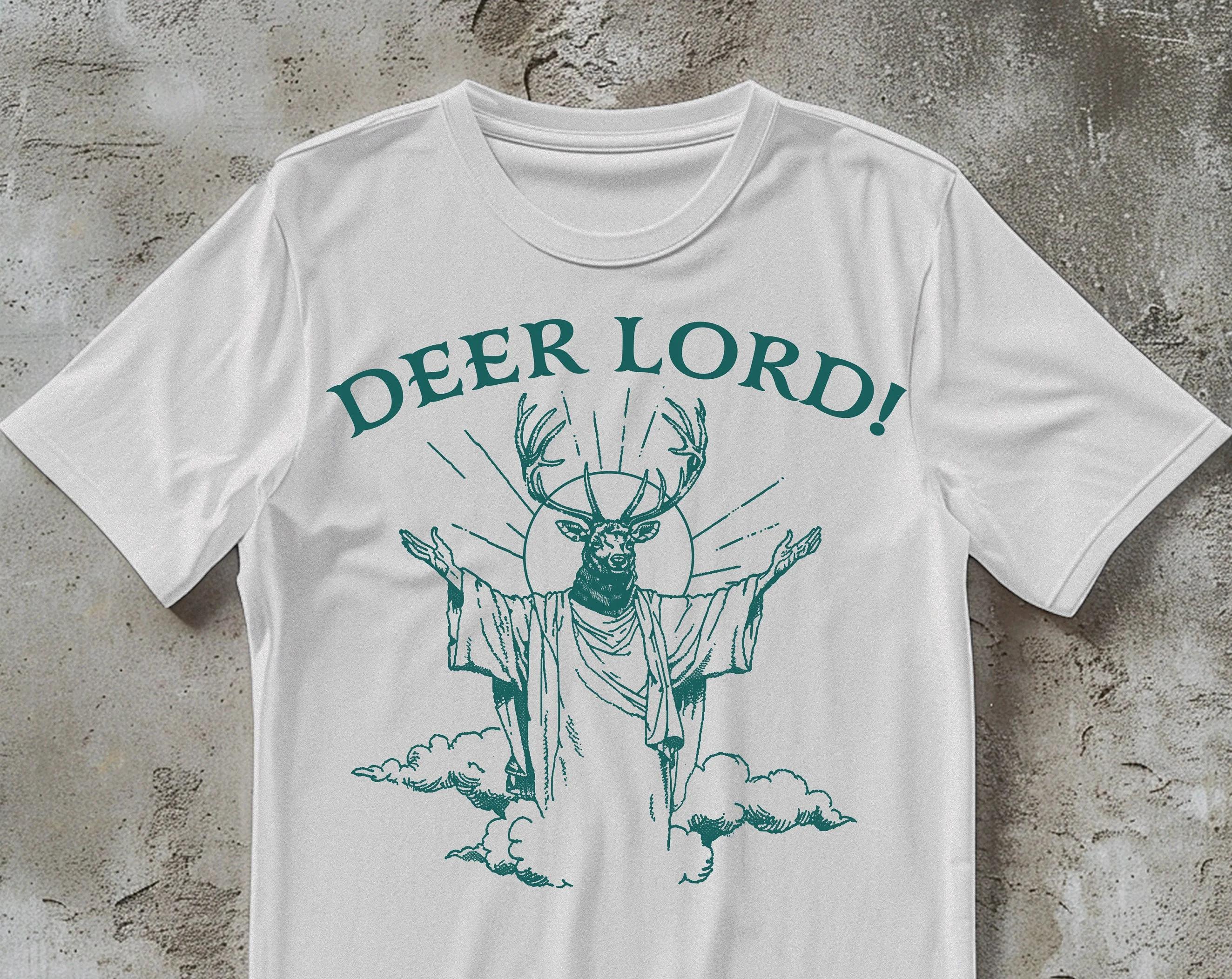 DEER LORD Shirt Funny Shirt for Men Women Jesus Shirt Hunting Gift Gag Tshirt Animal Pun Tshirt Hunter Tee S