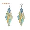 Lady Colorful Multi Layers Hollow Leaf Elegant Hook Øredobber Smykker Decor Beauty