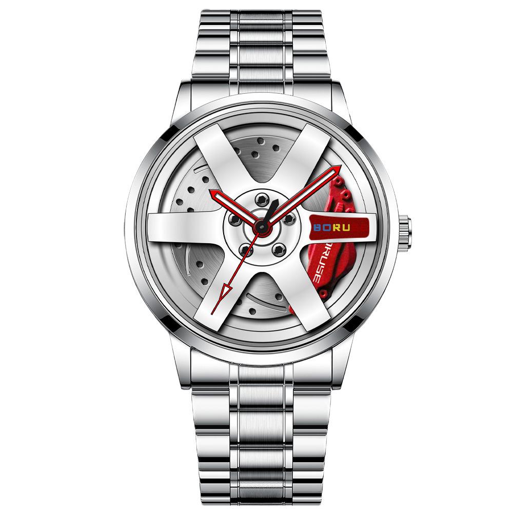 Casual Men's Watch Stainless Steel Watch Fashion Business Men's Watch Sports Watch Personality Watch Quartz Watch Car Hub Watch