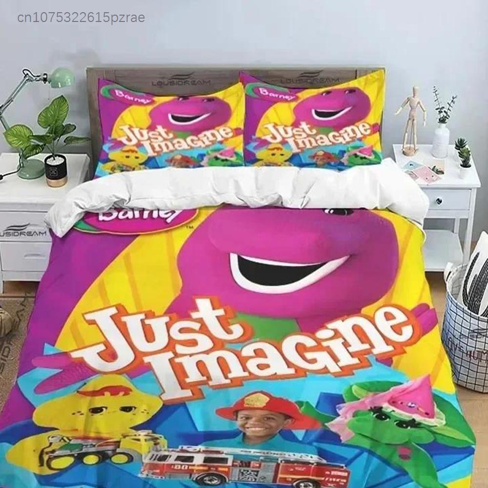 Stampa 3D Amici di Barney Set Biancheria da Letto Carino Cartoni Animati Camera da Letto Morbido Copriletto Moderno Copripiumino Confortevole Coperta Federa