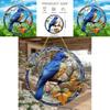 Simulated Blue Bird Branch Pattern Circular Acrylic Pendant For Garden Outdoor Decor
