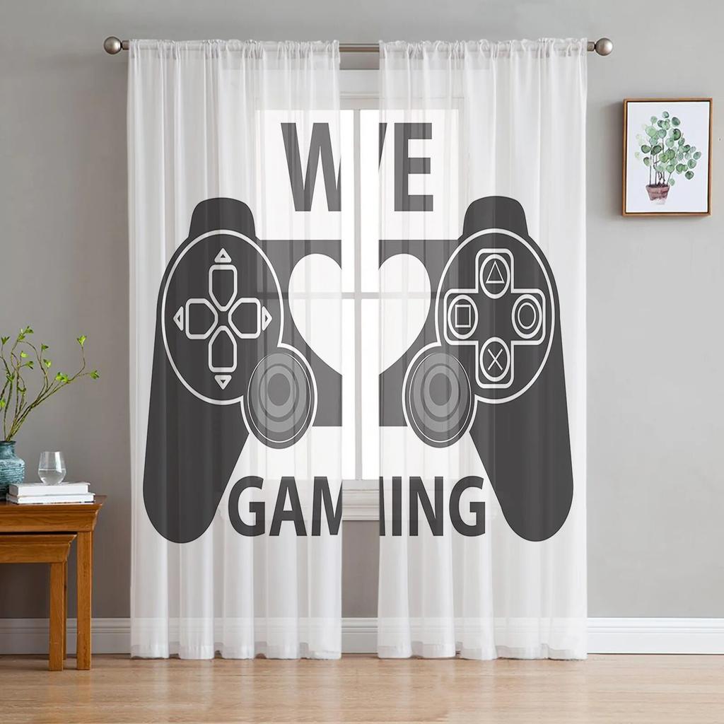Game Controller Sheer Curtains For Living Room Bedroom Tulle Curtains Kitchen Window Treatments Panel Drapes