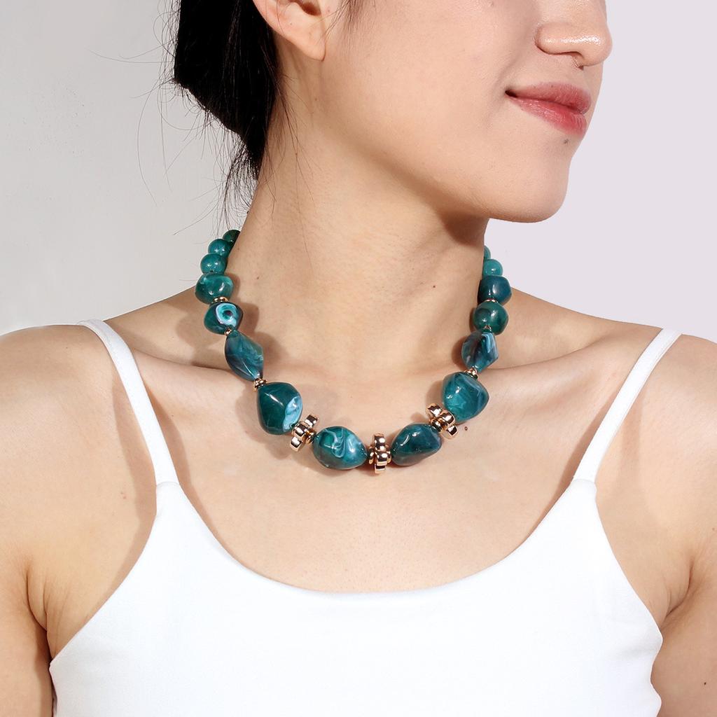Bohemia Resin Stones Pendant Necklace for Women Statement Chokers
