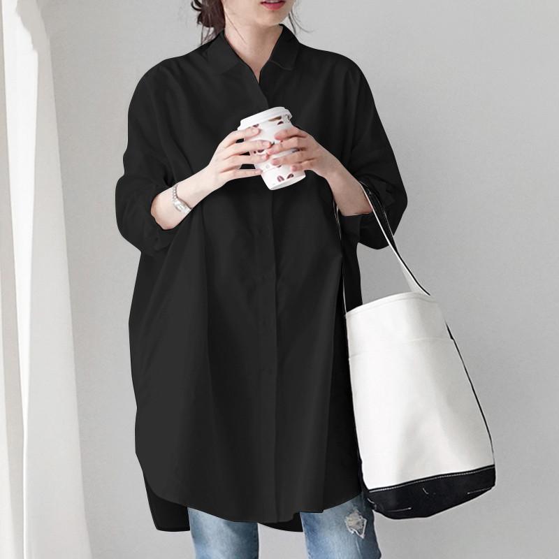 Women Oversized Button Down Shirt Dress Long Sleeve Casual Tunic Blouse