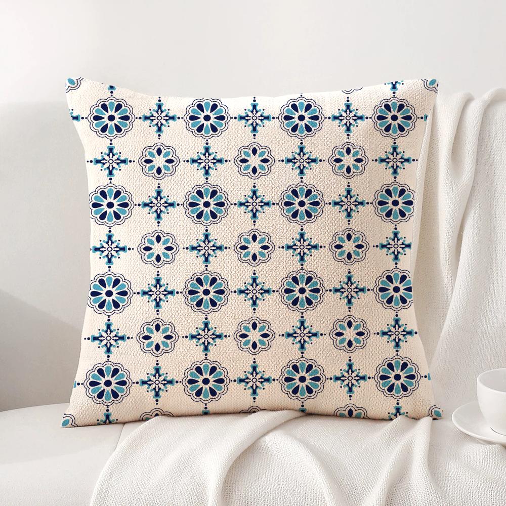 Abstract Houndstooth Pattern Cushion Cover Natural Linen Organic Fabric DoubleSided Printing Sofa Home Decor Gift Pillow Cover