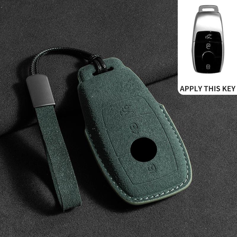 Suede Car Key Case Cover Shell for Mercedes Benz A C E S G Class W177 W205 W213 W222 X167 Amg Glc Cle Cla Glb Gls Car Key Bag