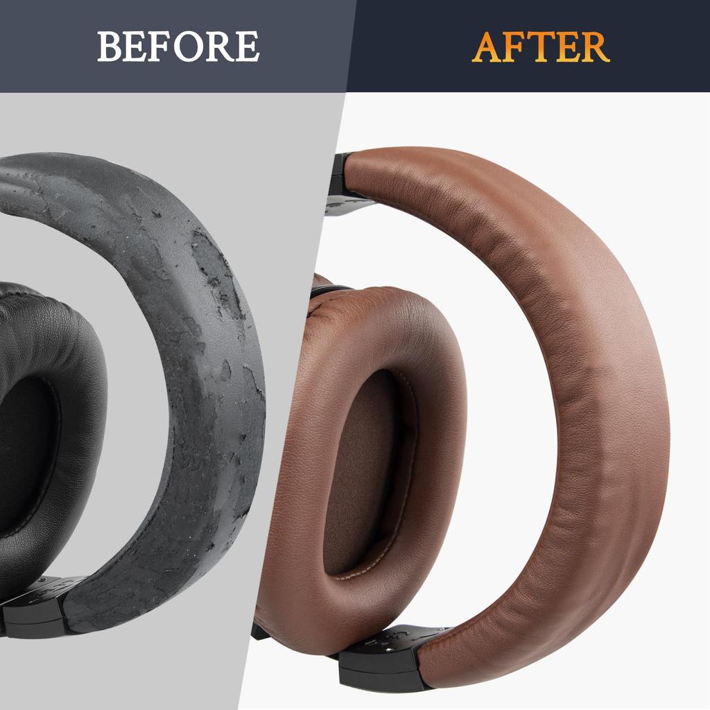 SOULWIT Headband Cover for Audio Technica ATH M40X Protective Protein Leather Headphone Replacement Repair Head Strap Replacement Band Coffee M40,