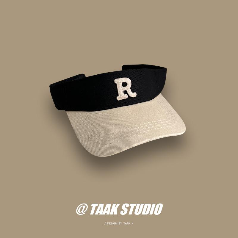 

Корейская винная азбука Красная шляпа без верха для женщин Хлопковая кепка от солнца Хвост beige