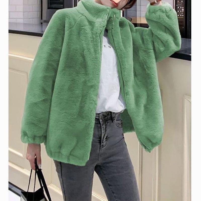 Thickened fleece jacket Coral fleece jacket Women's winter double-sided fleece stand-up collar thermal sweater Cardigan zipper fleece jacket