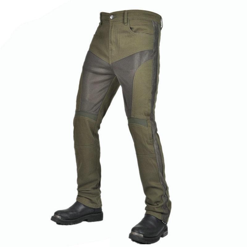 Breathable New product Motorcycle Jeans Men's Army Green Locomotive Mesh Summer Casual Elastic Riding Pants