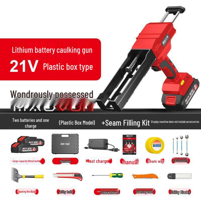 Elektryczny pistolet do fugowania z podwójną tubą i zestaw do czyszczenia płytek