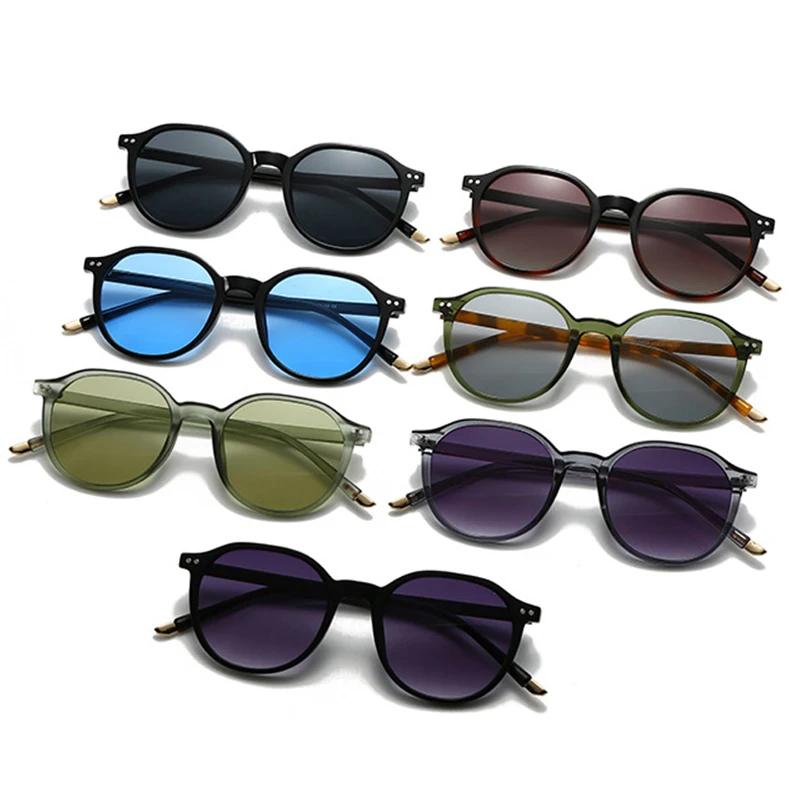 Fashion Round Sunglasses Women Vintage Rivets Punk Men Ins Popular Shades Gradient Sun Glasses UV400