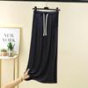 Modal A-Line Drawstring Skirt with Pockets Women Loose-fitting Long Skirts Solid Color Outwear High Waist Maxi Skirt