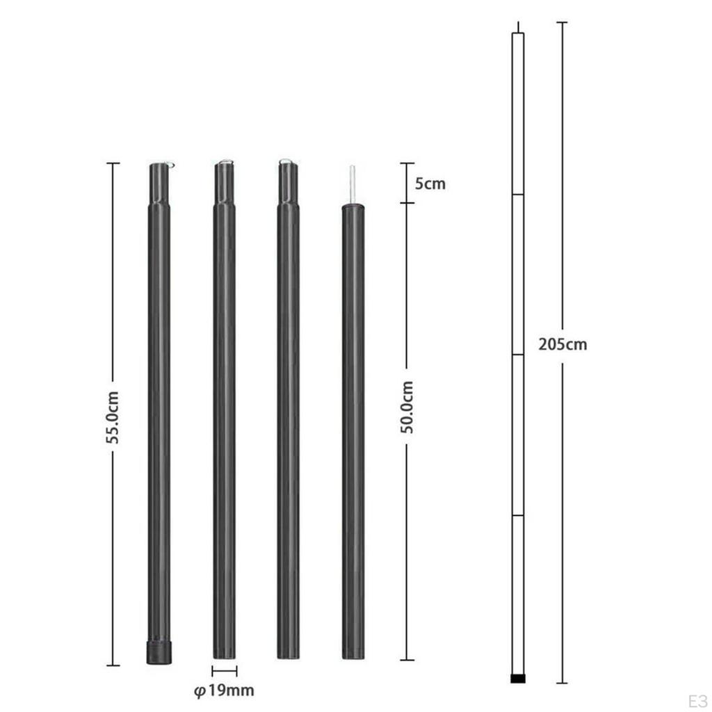 2M Tent Tarp Poles Set Folding Adjustable Heavy Duty Metal Accessories for Headroom Canopy
