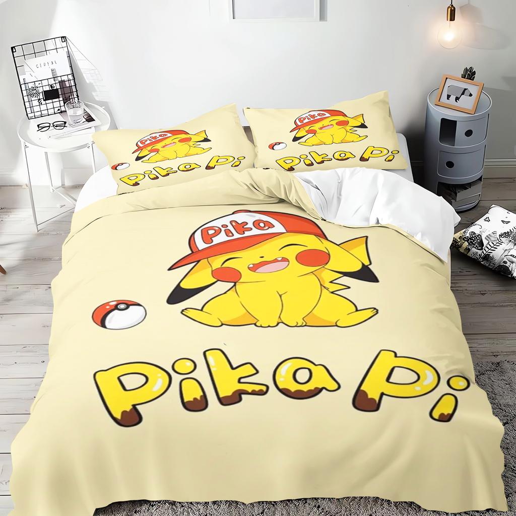Pokémon Anime Bettwäsche-Set Comforte Bedruckt Cartoon Einzelbett Größe Bettwäsche-Sets Weihnachtsgeschenke 3-teilig