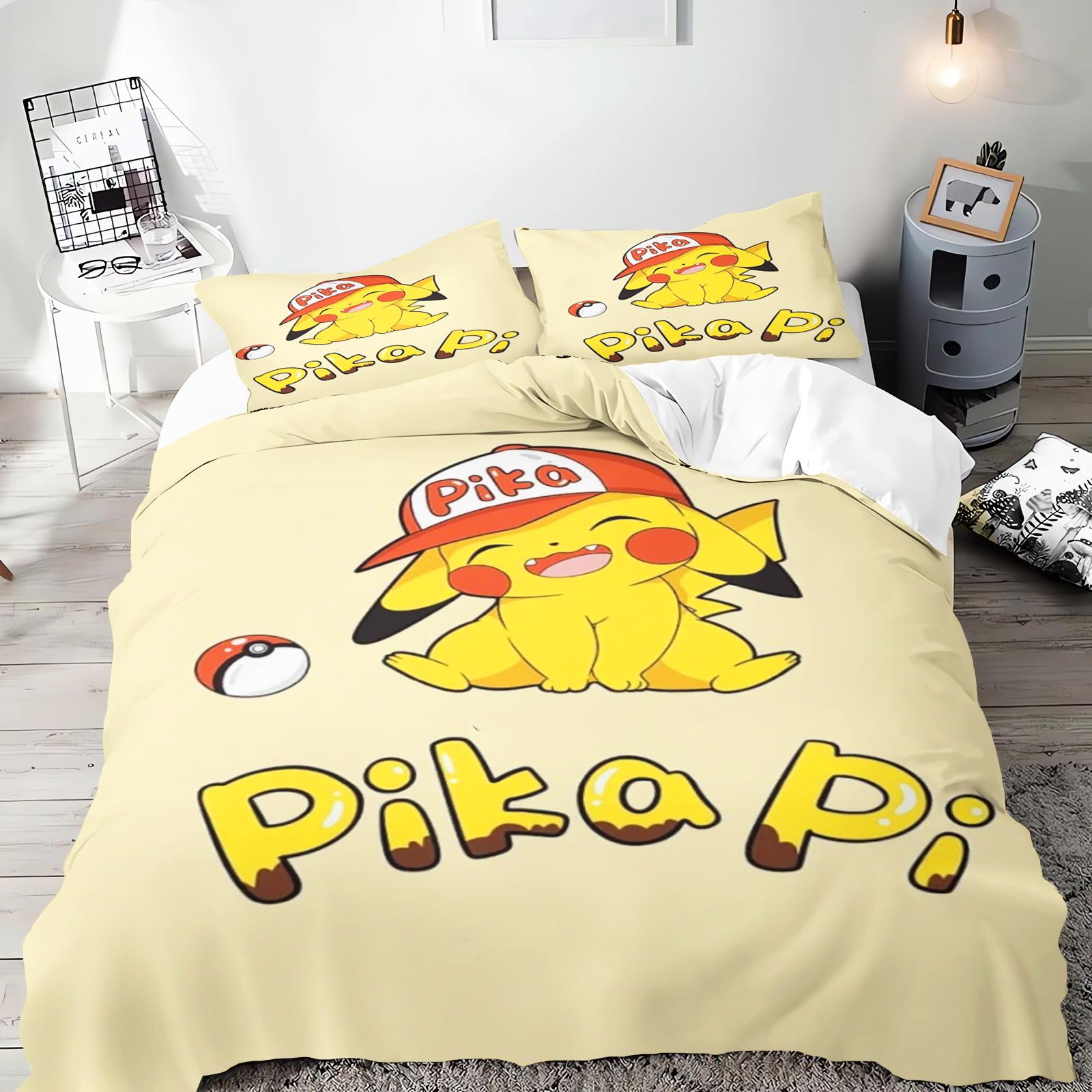 

Pokémon Anime Duvet Cover Set Comforte Printed Cartoon Twin Size Bedding Sets Christmas Gifts 3-piece EU Single(135*200cm)3pcs