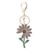 Keychain Pendant Sparkling Rhinestones Inlaid Chrysanthemum Design Key Chain with Lobster Clasp Lightweight Backpack Accessory