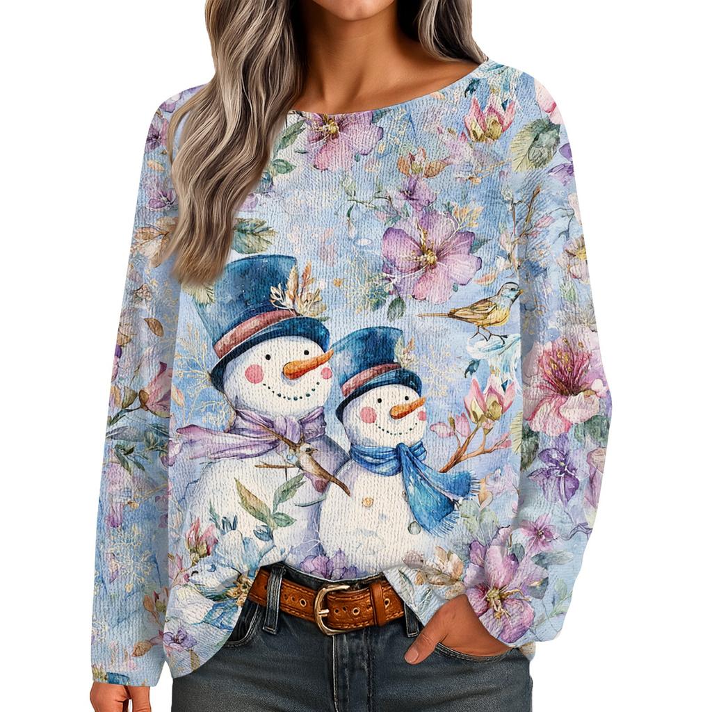 Womens  Fall Sweaters Long Sleeve Print Tops Pullover Sweaters Loose Dressy Casual Basic Clothes