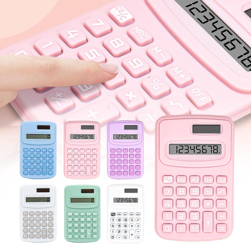 Mechanical Calculator 8 Digit Large Solar Power and LCD Display Big Button Cute Candy Colored Calculator Suitable for Office