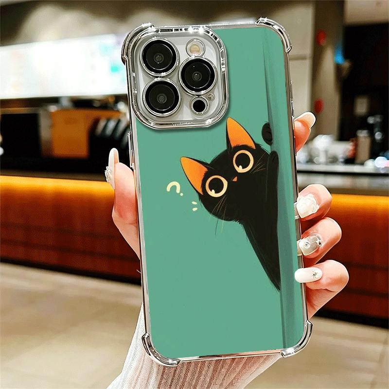 

Милый котенок Мультяшный Кот Покрытие Чехол для Телефона Для Iphone 16 17 Pro Max Air 16E 14 15 Plus 12 13 Mini Противоударный Чехол с Подушкой Безопасности iPhone 17 Air