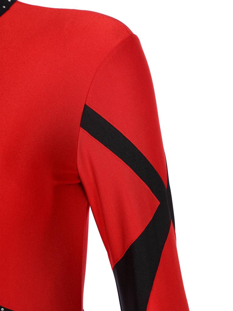 Dámsky gymnastický krasokorčuliarsky overal Trblietavé kamienky Kontrastná farba Patchworkový overal