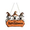 Halloween Gnome Door Sign Wooden Boo Gnome Hanging Sign Rustic Happy Halloween Ghost Sign for Farmhouse Front Door Porch Wall Decoration