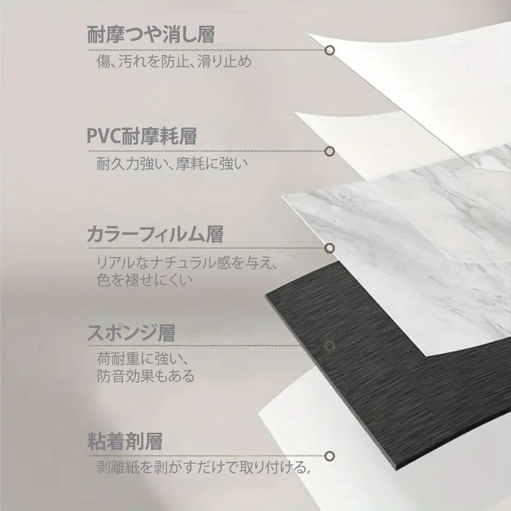 OMAYOU Marble Floor Cushion 18 Tiles 1 Tatami Mat X No Adhesive Simply Stick and Flooring Suitable for Rental and Suitable for and and Tiles,