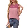 Women's Summer New Round Neck Color Blocked Sleeveless Top Short Sleeved Comfortable Vest