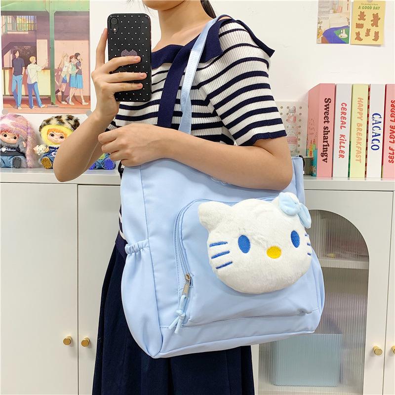 Korean Style Cute Women's One-Shoulder Plush Canvas Handbag