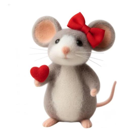 

Valentine s Day Felt Mouse Ornament Handmade Holding Rose Heart Gift Box Bowknot Bow Tie Mice Decoration Wedding Anniversary Romantic Gift 8cm D