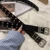 Cinture in Pelle Rivettate Donna Uomo Stella PU Nero Bianco Cintura in Vita Doppia Fila Traforata Fascia Vita alla Moda Decorazione Jeans Gonna