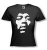 Ladies Fitted Fruit of the Loom JIMI HENDRIX T-SHIRT Flock Print On Black Tee