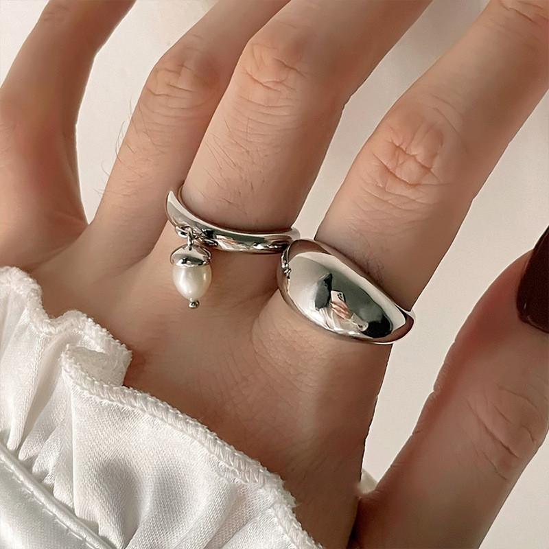 Minimalist Geometric Copper Pendant Ring For Women Stylish Ins Style Smooth Finish