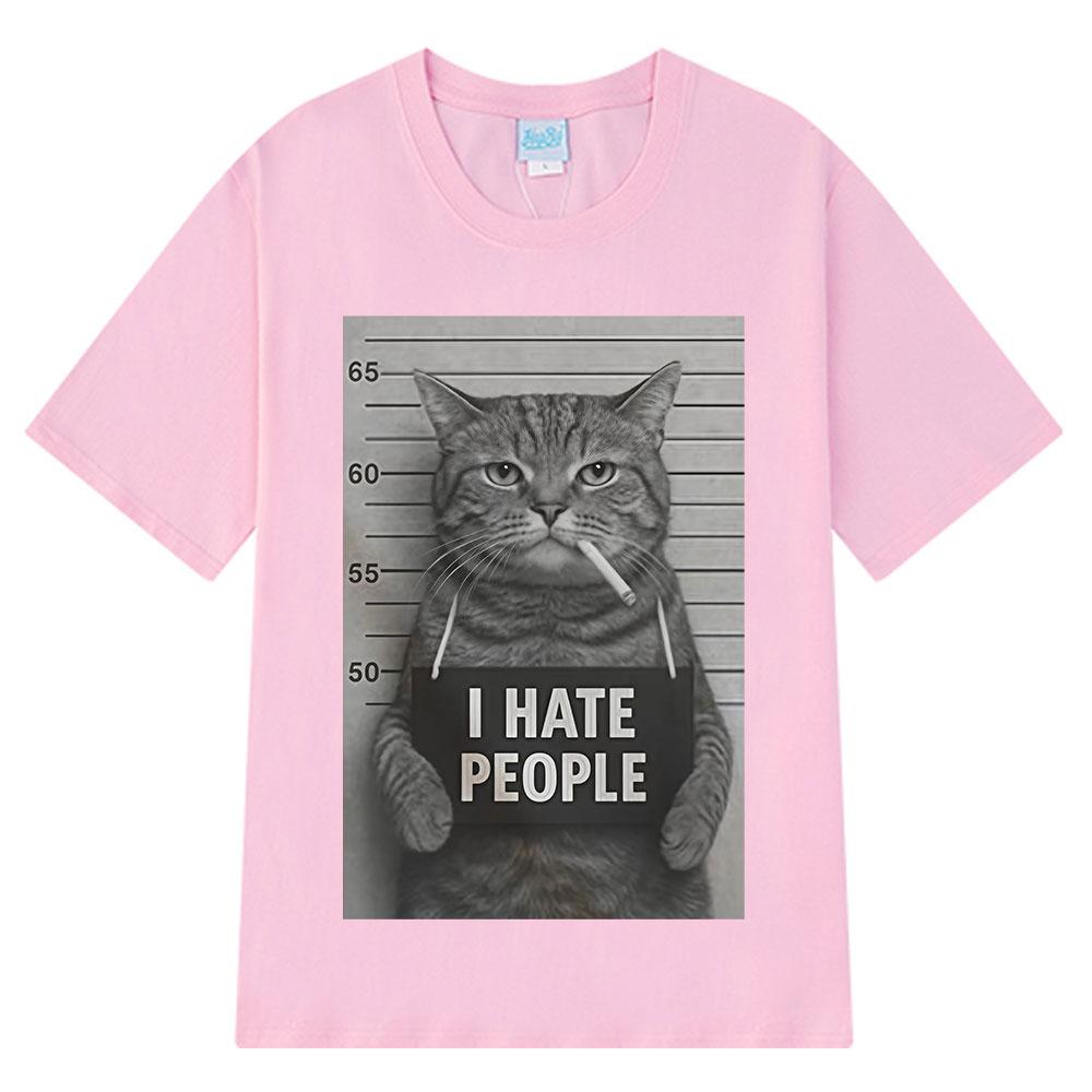 2026 Summer Cotton Printed TShirt Mugshot Cat Meme Graphic Tee Unisex WOMEN Plus Size Loose Casual Hip Hop Rap Breathable Top
