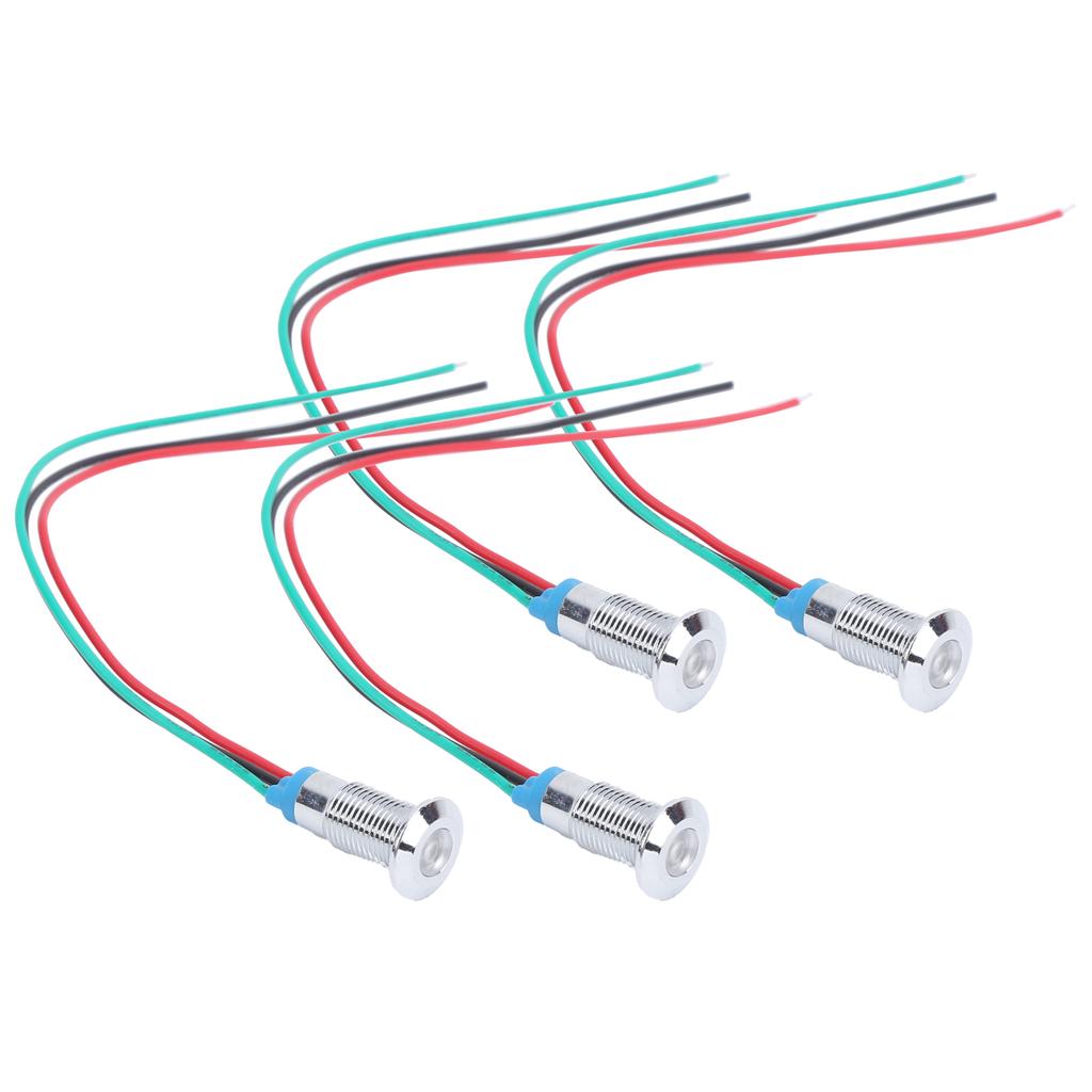 4 Sets PreWired Round LEDs Waterproof 2Color Signal Light Common Anode 8mm 36V(Red and Green )