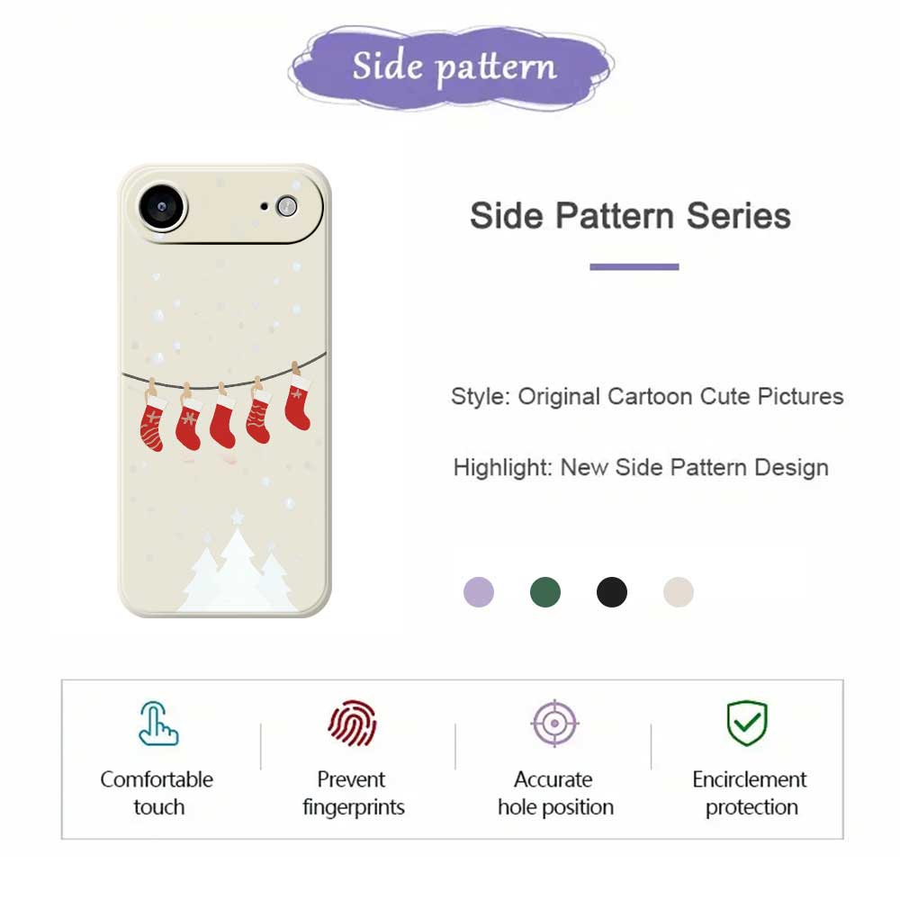 Für iPhone 17 Air Hülle Weihnachtssocken Musterdruck Gerade Kante TPU Handy Rückseite