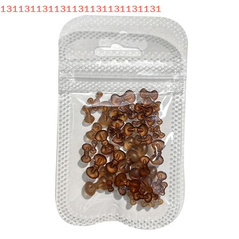 50pcs Cute Bow Tie Nail Decorations DIY Mix Parts for Manicure Accessories Winter 3D Nail Art Bow Tie Resin Charms