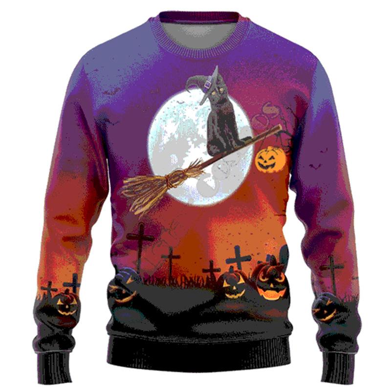 Spring Men's Long-sleeved Sweatshirt Style 3D Digital Loose Round Neck Pullover Top