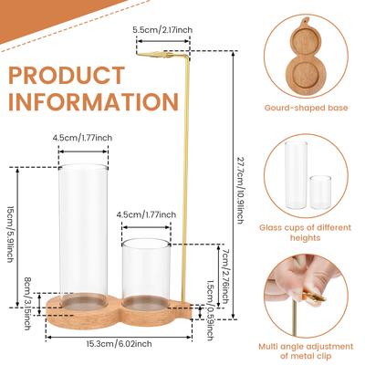 Insence-Stick Holder Mess-Free Incense Burner Holder with Glass Ash Catcher and Sticks Organizer for Yoga Spa Home Room Decor