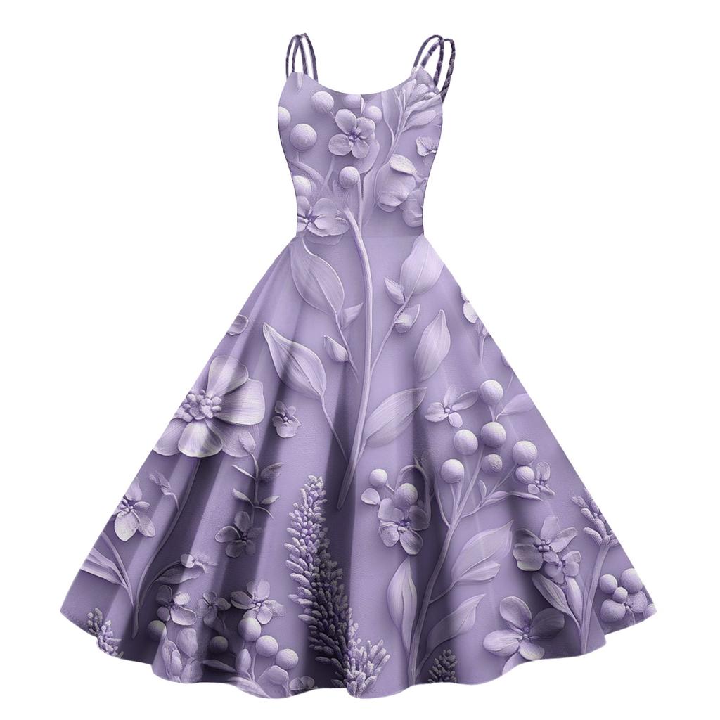 Sexy schulterfreies Punk-Vintage-Kleid mit Blumendruck für Damen