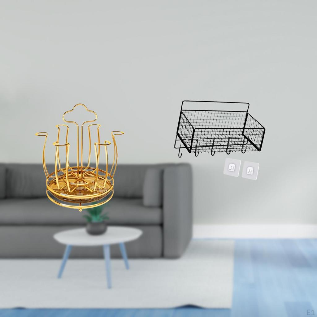 Rotating Cup Drying Rack Stand Mug Draining Organizer Degree Rotary Metal Drainer Holder Cabinet