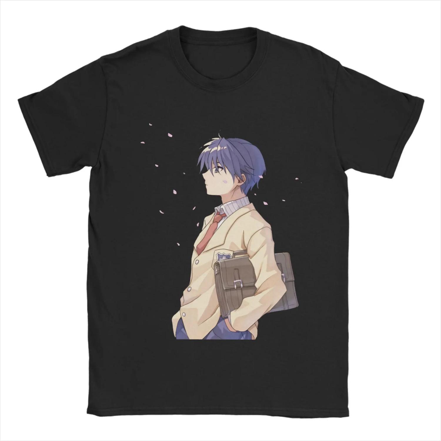 

Clannad Men s T Shirts Creative Tees Short Sleeve Round Collar T-Shirts Cotton New Arrival Clothing XXXXXL чорний