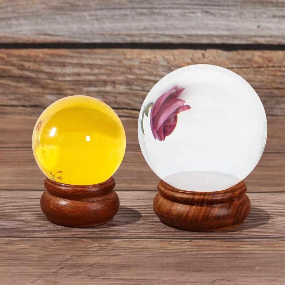1 pz. Base per statuetta in cristallo con sfera, artigianato, ornamenti da tavolo, oggetti di scena per fotografia, supporto per pietra a sfera, supporto in legno
