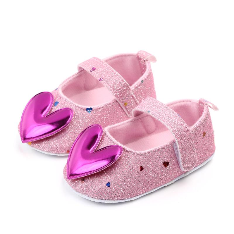 Baby Soft Sole Prewalker Girl Love-shape Princess Shoes