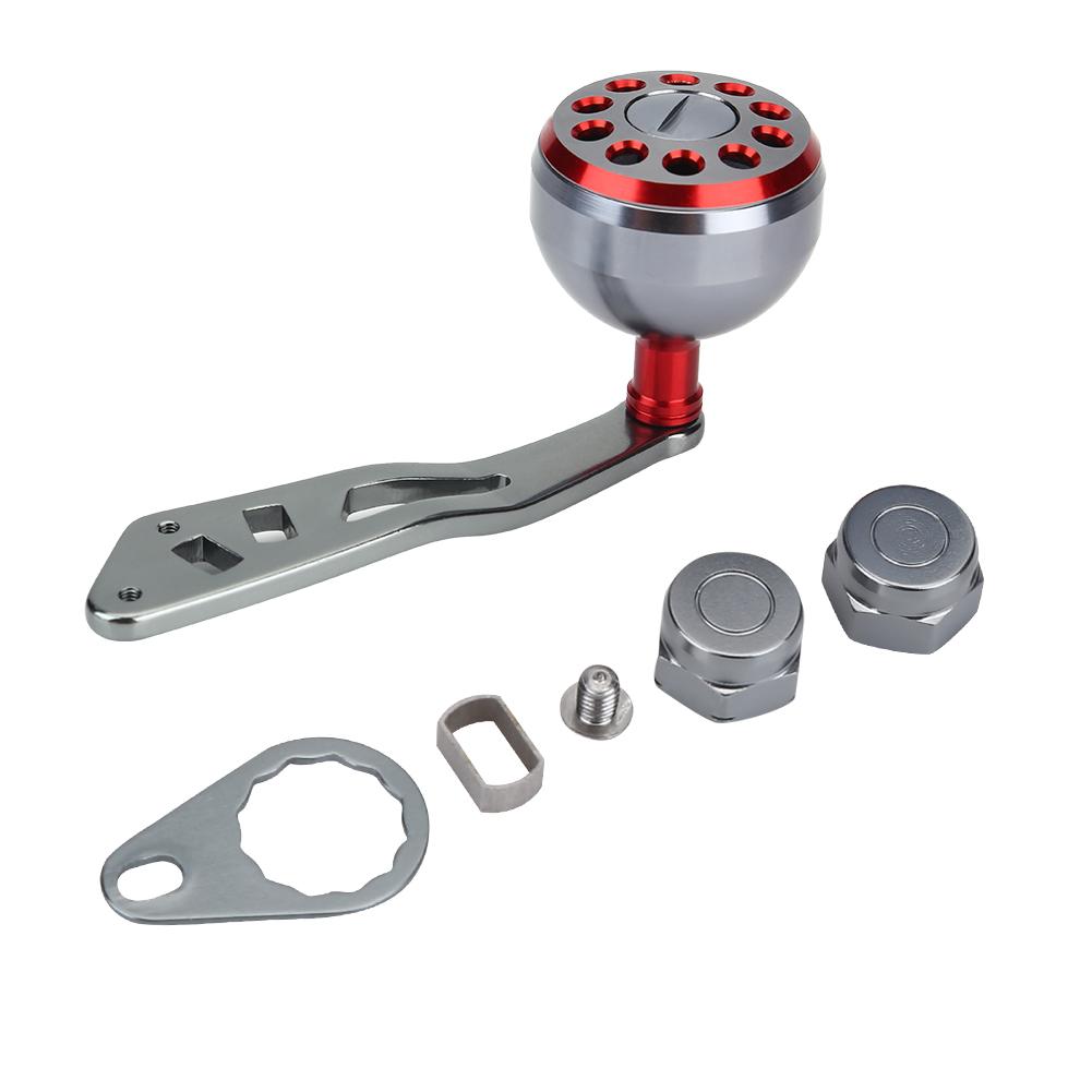 1Pc Durable Metal Handle Part Accessory for Abu Round Baitcast Fishing Reel(Red)