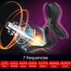 Male Dual Penis Ring Vibrator 7 Vibration Modes Remote Control Stretchy Ultra Cock Rings Erection Enhancing Sex Toy for Men