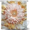 JAWO Luxury Pink Blush Floral Shower Curtain, Elegant Gold and White Flower Fabric Shower Curtains Set for Girly Bathroom Decorative, Restroom Decor